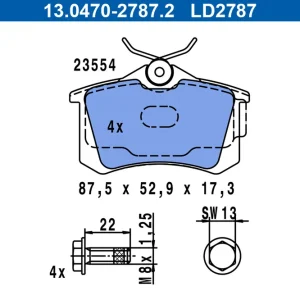Doar azi Set placute frana spate ATE ceramic 13.0470-2787.2 Audi, VW, Skoda, Seat, Ford, Renault, Peugeot Ate