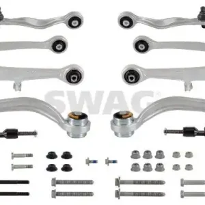 Set reparatie brate puntea fata SWAG pentru AUDI A4 B5, A6 C5; SKODA SUPERB I; VW PASSAT B5, PASSAT B5.5 1.6-4.2 11.94-03.08 SWAG Livrare rapidă