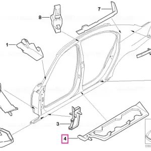 Plată securizată Moulded part f column B, interior left - BMW