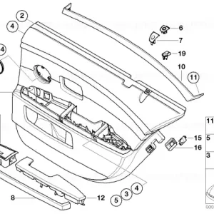 Vezi acum Door lining leather rear left SCHWARZ - BMW