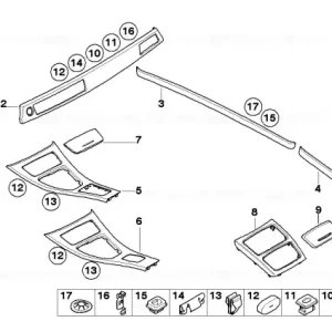 Reduceri Capac tablou bord aluminiu stânga GLACIERSILBER - BMW