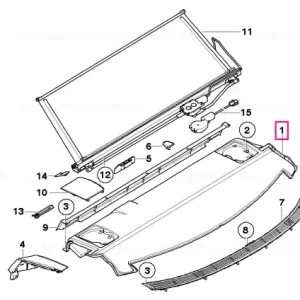 Rear window shelf with sun blind GRAU - BMW Doar azi