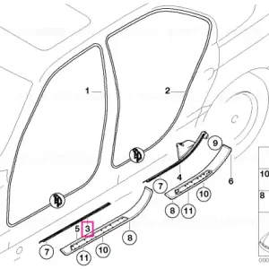 Front left sill strip LAVENDELGRAU - BMW Lichidare de stoc