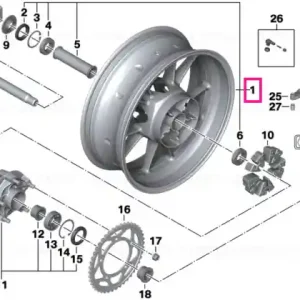 Rear wheel, 'ostra-grau' 6,0X17 - BMW Motorrad Livrare gratuită