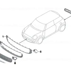 Grille, middle bottom CHROM - BMW - Mini Cumpărături sigure