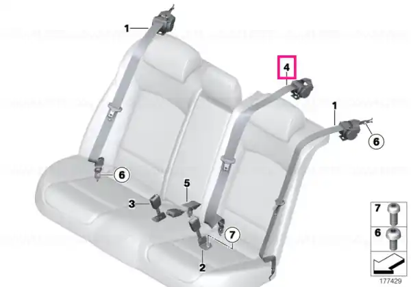 Plată sigură REAR centre UPPER BELT SCHWARZ - BMW