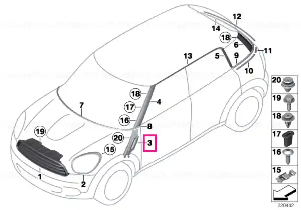Retur gratuit Ornament semnal lateral dreapta BLACK BLACK CHECKERED - BMW - Mini