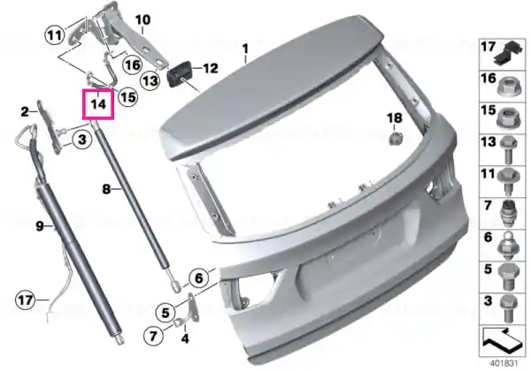 Ultima șansă Earth strap, hinge/trunk lid - BMW