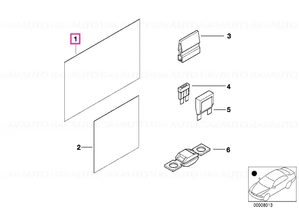 Ofertă specială Glove box stick-on label f fuse grouping ENGLISH - BMW