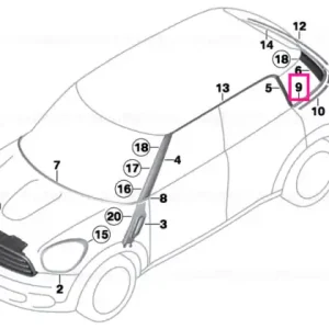 Bandă ornamentală geam, fixă, dreapta - BMW - Mini Lichidare de stoc