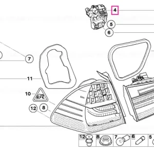 Doar azi Bulb socket,rear light in trunk lid,rght - BMW