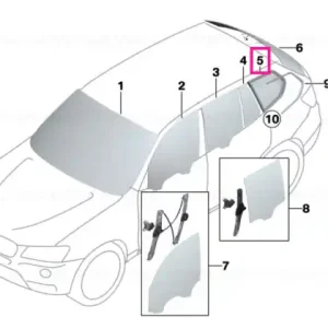 Plată securizată Side window fixed, green rear left - BMW