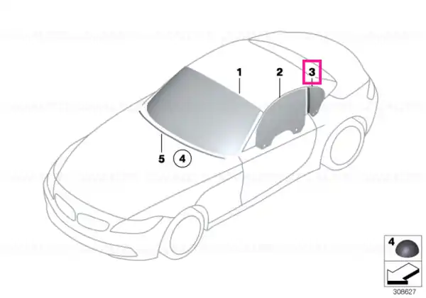 Plată securizată Side window, rear left - BMW
