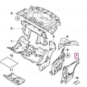 Sound insulation, side panel, rear right - BMW Livrare rapidă