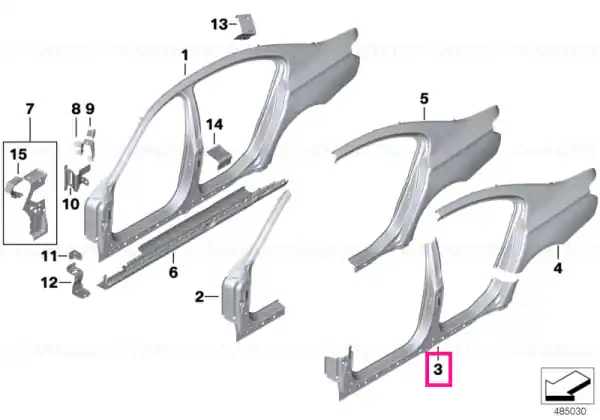 Ofertă de sezon Column B with left rocker panel - BMW