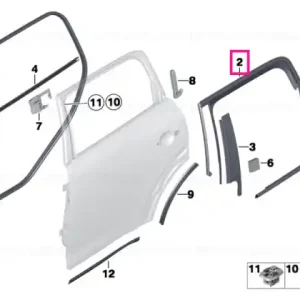 Window guide, left rear door - BMW - Mini Transport gratuit
