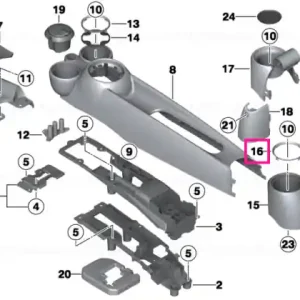 Ofertă specială Inel trim suport pahar spate SILVER - BMW - Mini