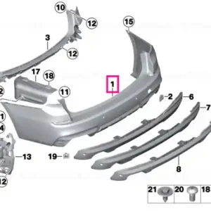 Panel, bumper, primed, rear - BMW Disponibil imediat