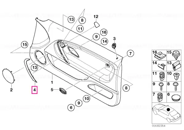 Ultima șansă Ornament mâner ușă interior aluminiu dreapta U-TURN - BMW