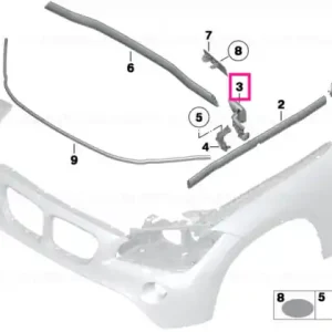 Doar azi Shaped part, upper section, bonnet,right - BMW