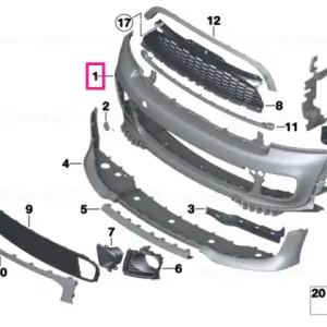 Plată securizată Capac ornament bara fata grunduit - BMW - Mini