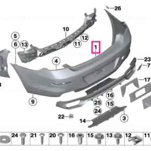 Panel, bumper, primed, rear PDC - BMW Bestseller