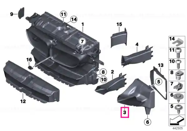 Air duct, exterior radiator, right - BMW Cumpărături sigure