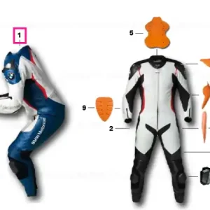 Suit DoubleR white/blue/red 46 - BMW Motorrad Ofertă de sezon