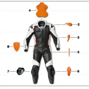 Suit DoubleR black/white/red 48 - BMW Motorrad Retur ușor