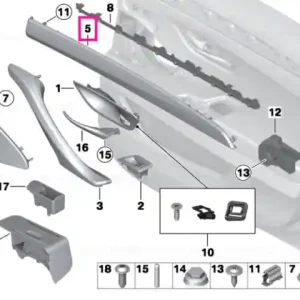 Cumpără online Trim ușă, spate stânga SCHWARZ - BMW