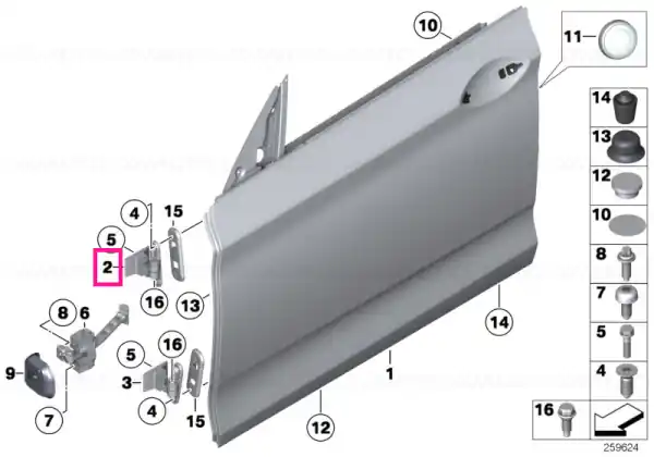 Right upper front door hinge - BMW Transport gratuit