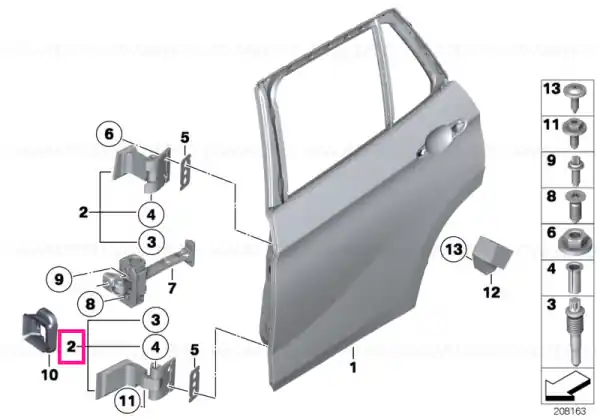 Left lower rear door hinge - BMW Ieftin