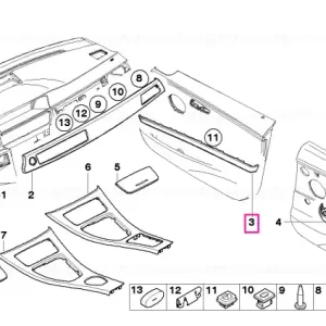 Ieftin Decorative strip, door front right SATINSILBER - BMW