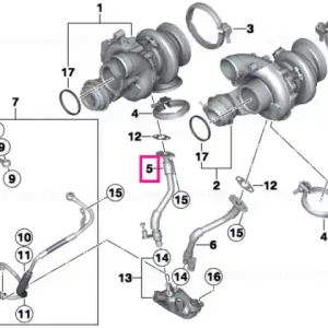 Reduceri Conducta retur ulei turbocompresor cilindrii 1-4 - BMW Seria 5 F10 G30, Seria 6 F06 F12 F13, Seria 7 G11 G12, X5 E70 G05 F85 M, X6 E71 F86 M, X7 G07