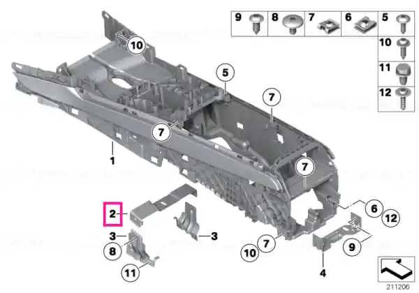 Bază consolă centrală față - BMW Livrare gratuită