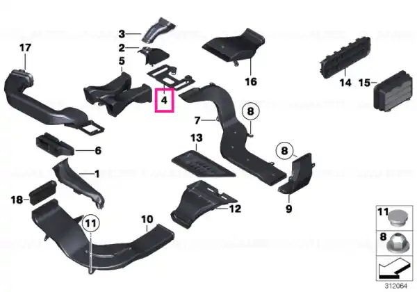 Nu rata Adapter plate, air duct - BMW