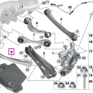 Chilipir Brat suspensie cu bucsa, punte spate - BMW iX3 G08 - Rolls-Royce Cullinan RR31, Ghost Extended RR22, Ghost RR21, Phantom Extended RR12, Phantom RR11