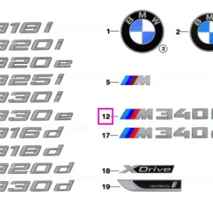 Emblema "M340i", finisaj cromat - BMW Seria 3 G20 G21 LCI Comandă acum
