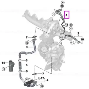 Conducta ulei tur la turbina - BMW Seria 3 G20 G21, Seria 4 G22 G23, Seria 5 G30 G31, Seria 6 G32, Seria 7 G11 G12, Seria 8 G14 G15 G16, X3 G01, X4 G02, X5 G05, X6 G06, X7 G07 Cumpără acum